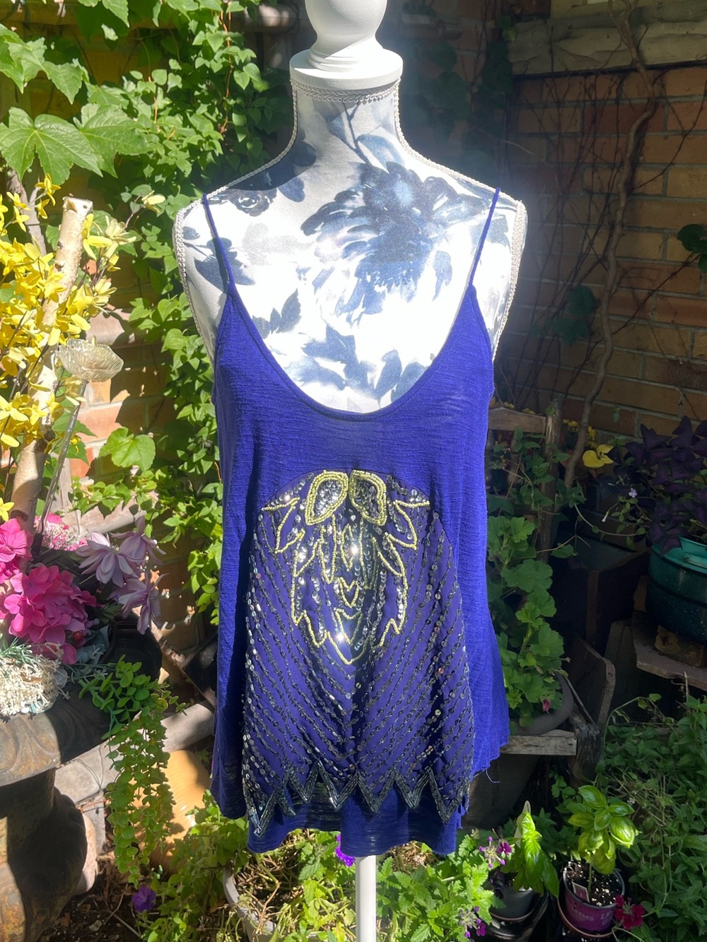 Free People Embellished Swing-Fit Tank Top